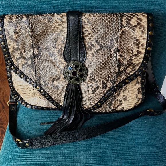 🖤ABACO black leather and python shoulder bag NEW - Picture 4 of 6